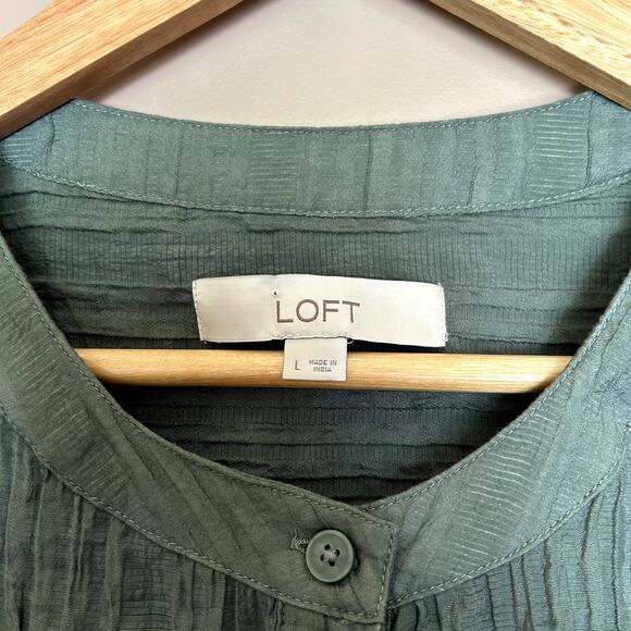 Loft Women´s Pleated Sleeve Rustic Bohemian Romance Blouse Size L - Picture 5 of 10